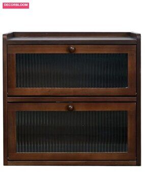 Large Double Layer Wooden Bread Box with Acrylic Window for Kitchen Counter